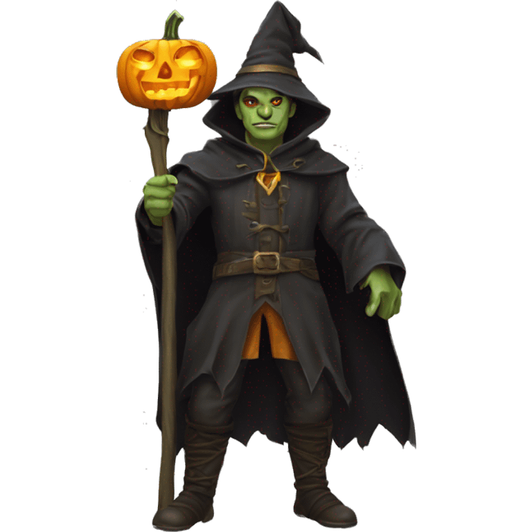 half-orc male wizard necromancer pumpkin emoji