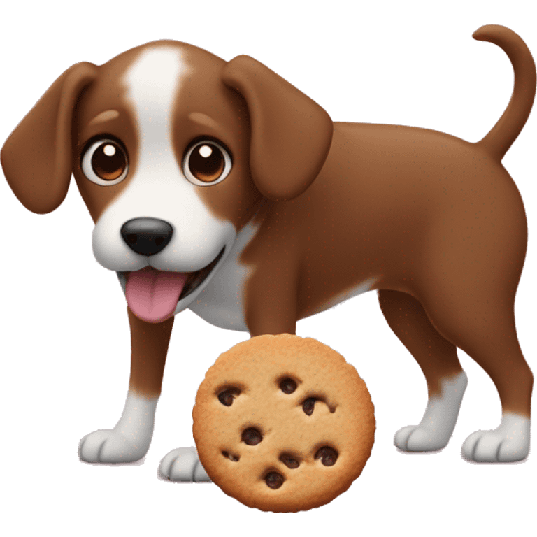 Dog eats crumbl cookie emoji