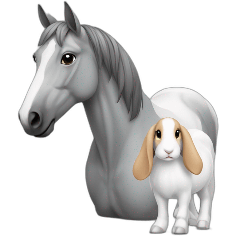 A horse with a rabbit grey and White  emoji