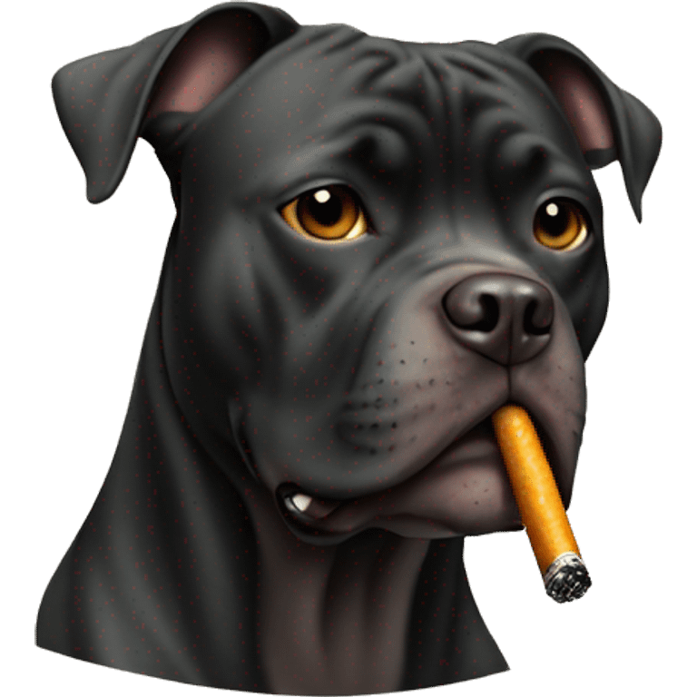 Black pitbul smoking a cigarette emoji