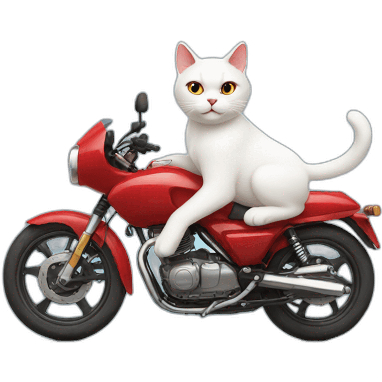 white cat rides red cat emoji