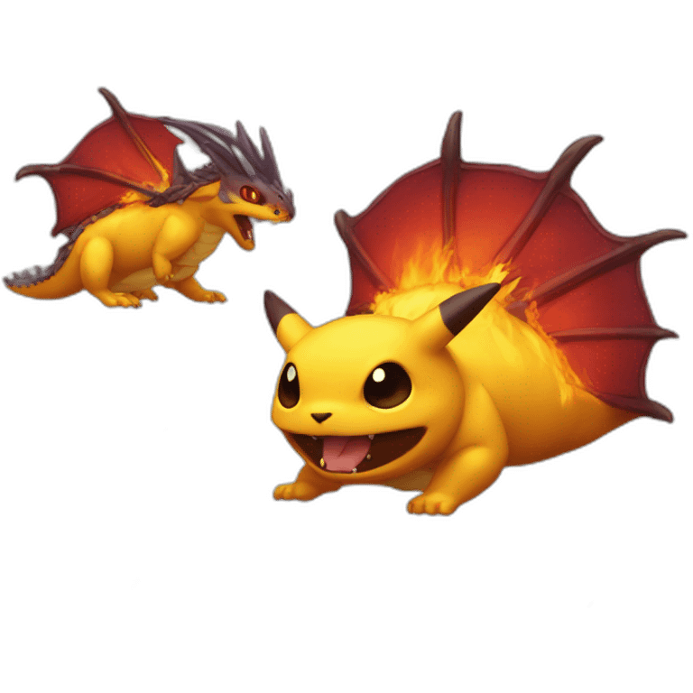 Dracaufeu et carapace et pockachu emoji