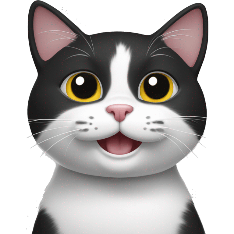 Happy cat black and white color cat emoji