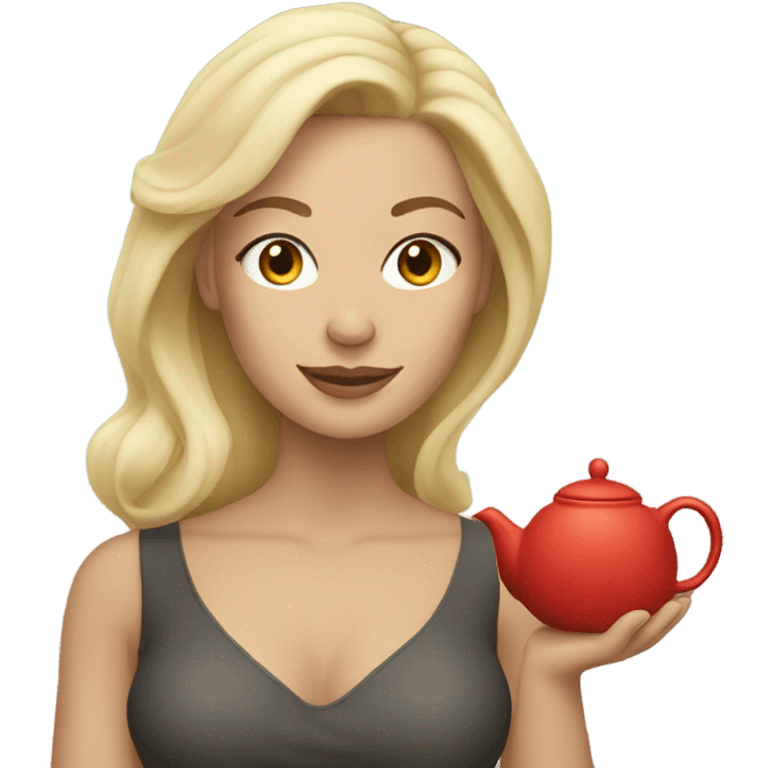 Blonde woman holding teapot emoji