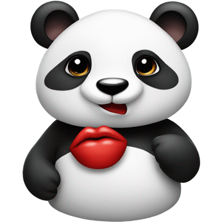 Panda with red lipstick kiss on cheek  emoji