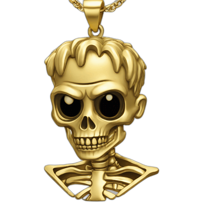 Zombie skeleton gangster  gold necklace  emoji