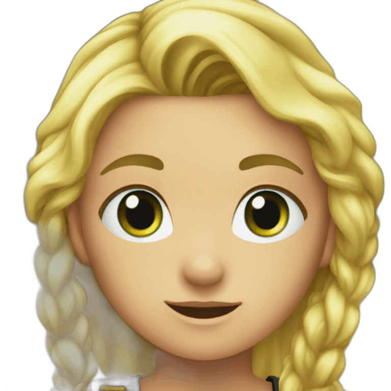 Female kid pirate, green eyed, blonde hair, dressed with pirate clothes emoji