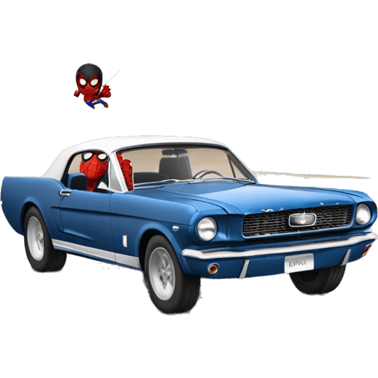 Spider-Man driving a 65 Mustang fastback emoji