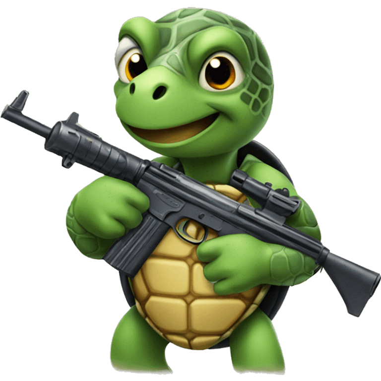 Turtle with gun and phone emoji