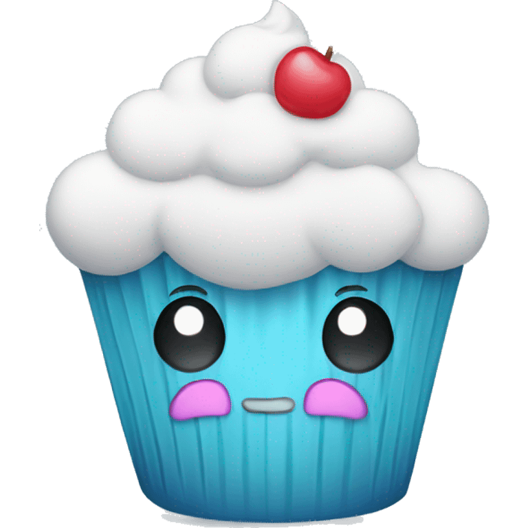 Sad cupcake with a rainy cloud as icing  emoji