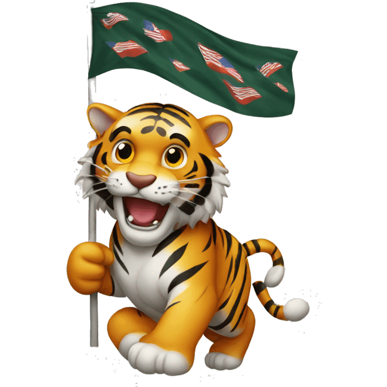 Tiger with winning flag emoji