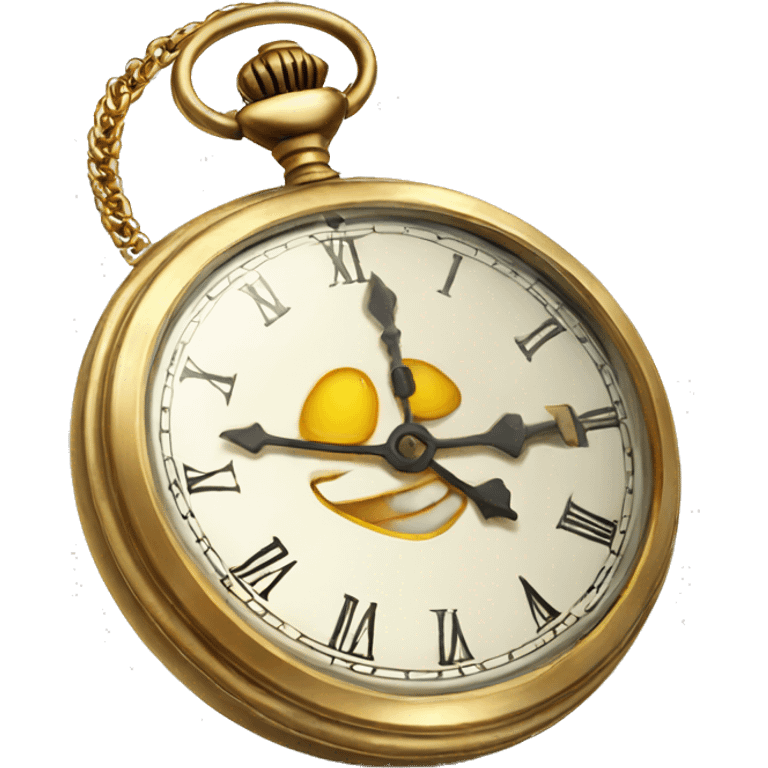 pocket watch with gold chain emoji