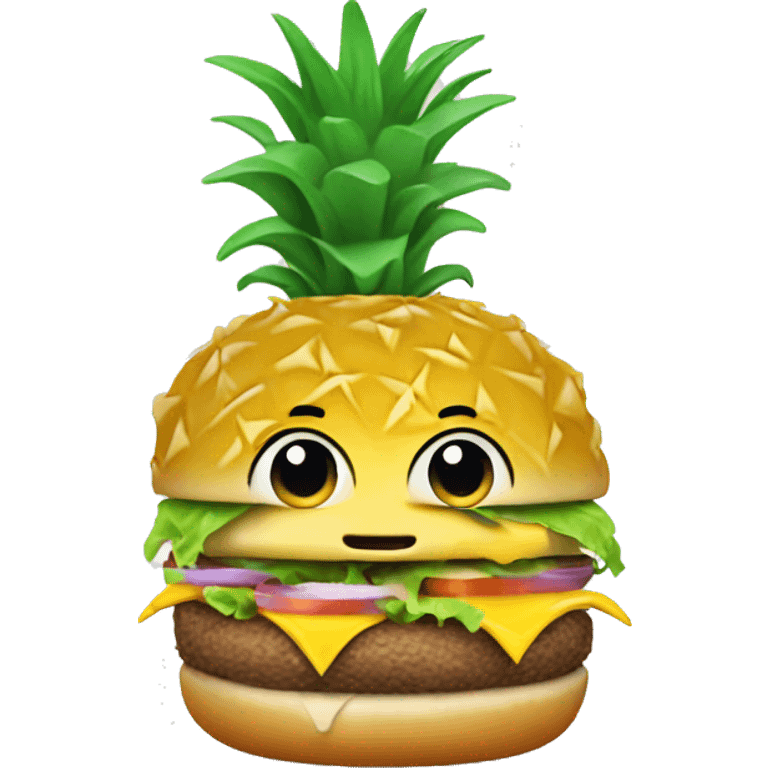 Pineapple eating burger emoji