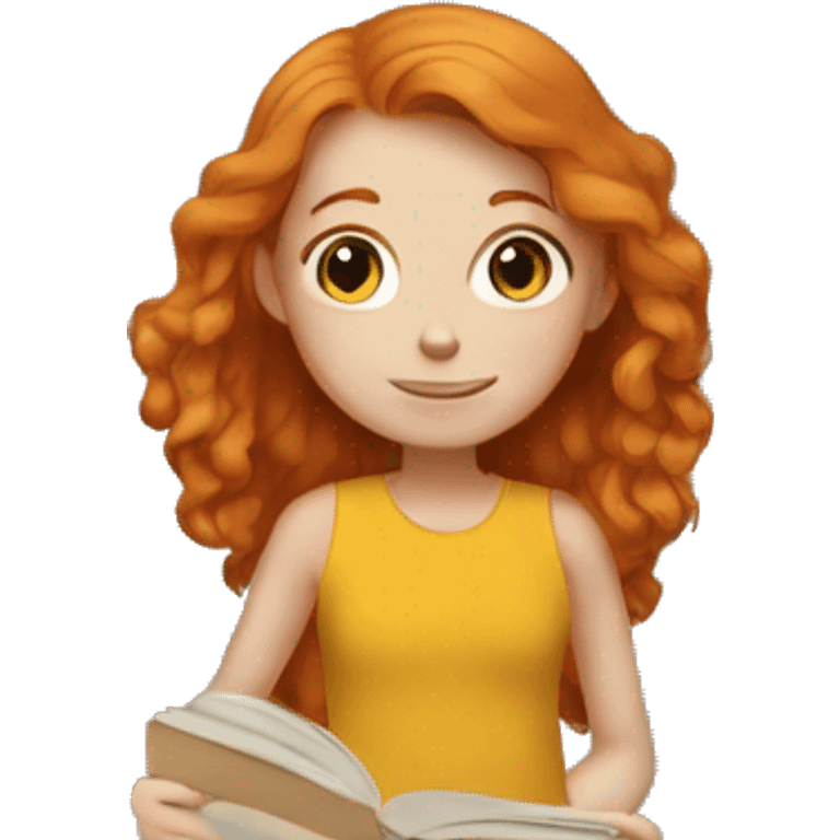 Ginger girl with books emoji