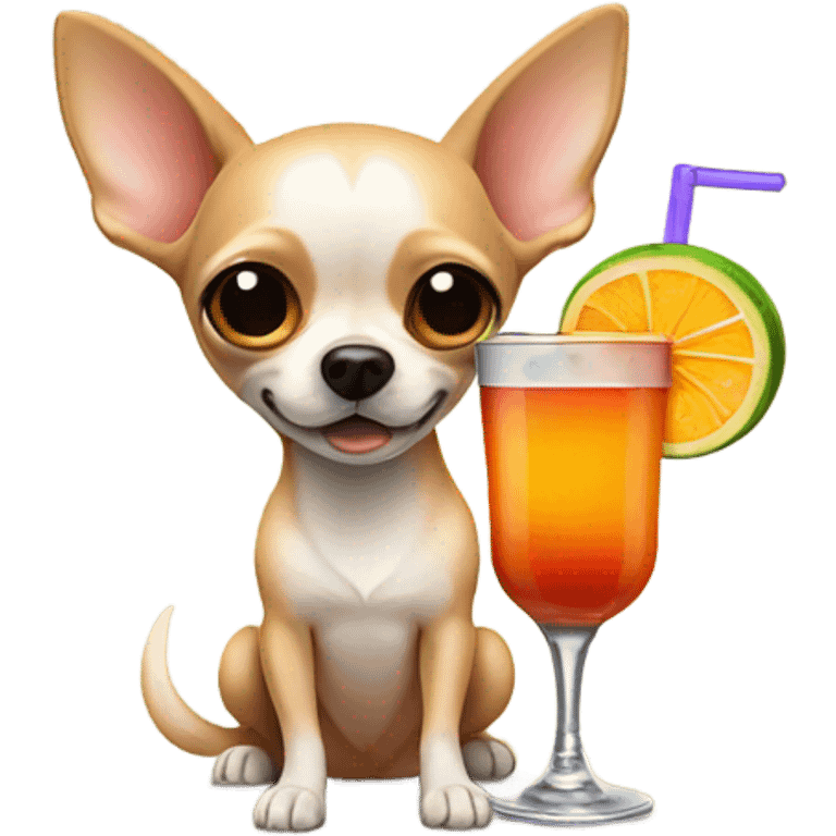 chihuahua with tiki drink emoji