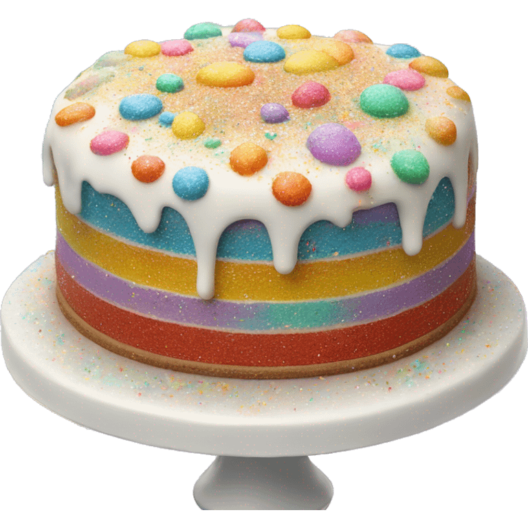 Realistic cake with colorful glitter emoji