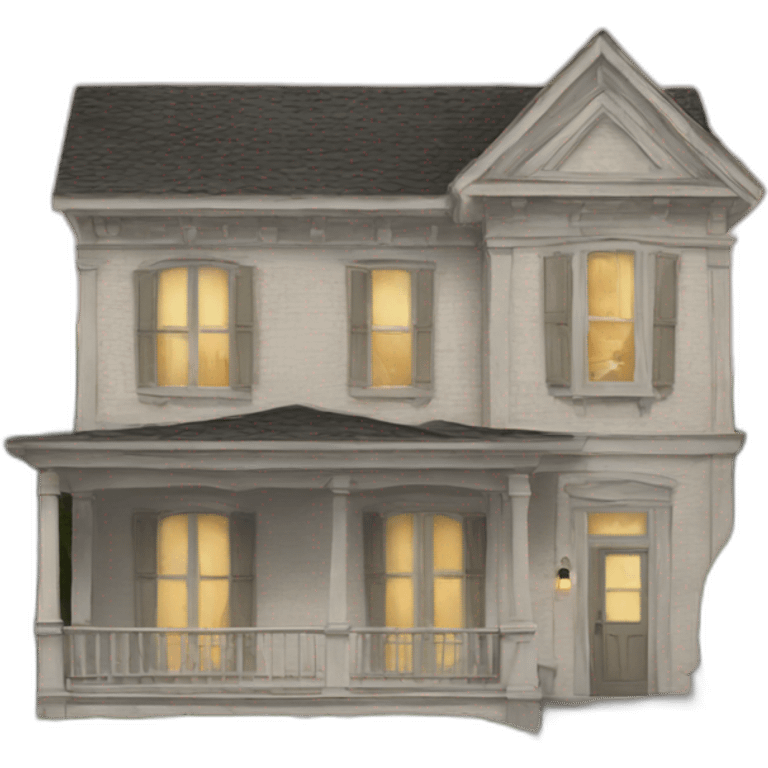 house facade, behind forrest emoji