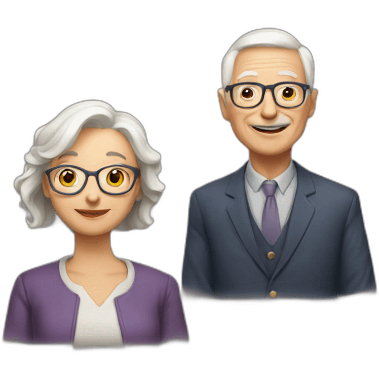 Old classmates together with older teacher emoji