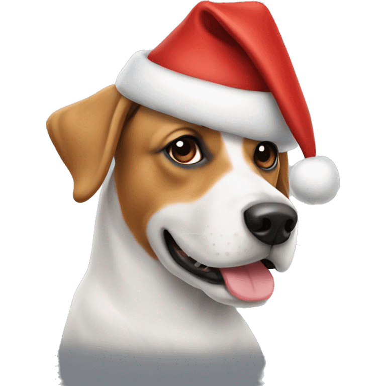 dog wearing christmas hat emoji