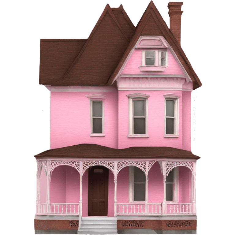 pink victorian house with brown roof emoji