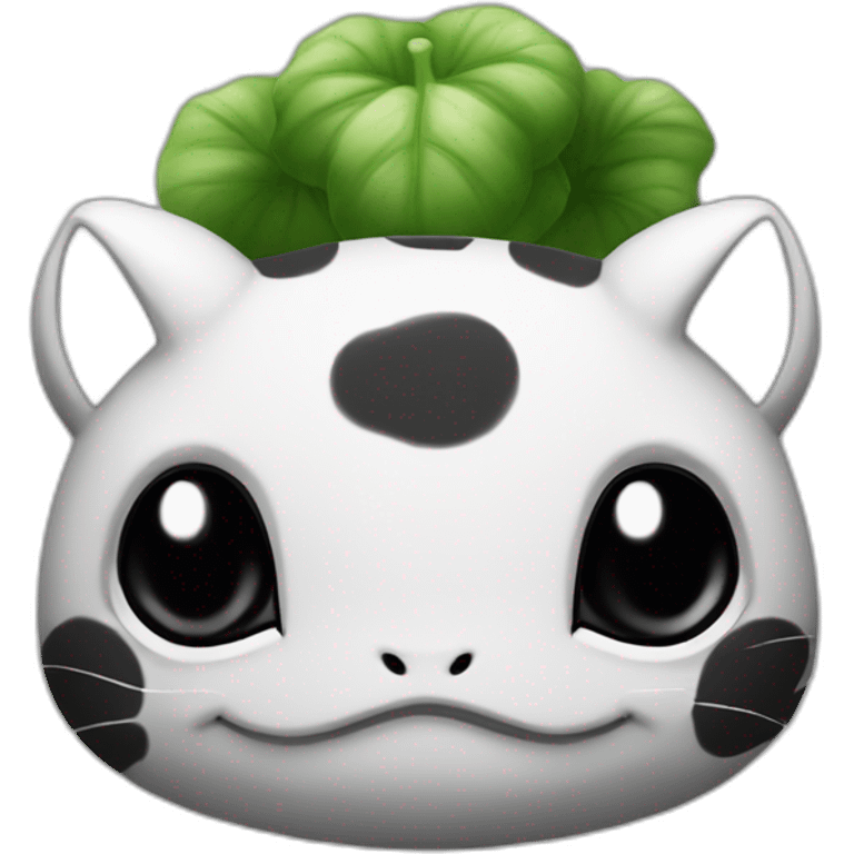 black and white monochromatic bulbasaur emoji