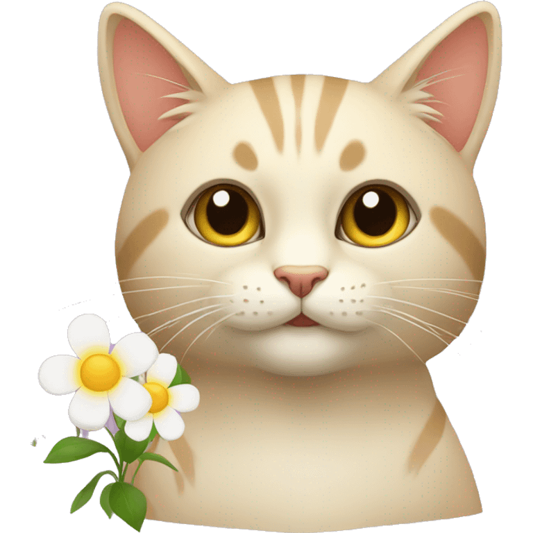 gato com flor na cabeça emoji