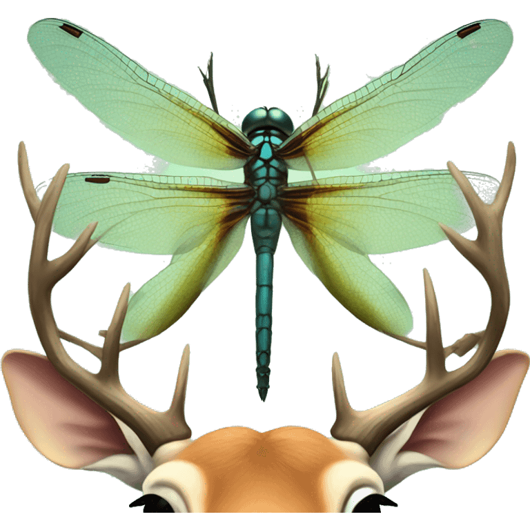 Dragonfly on the back of a deer emoji