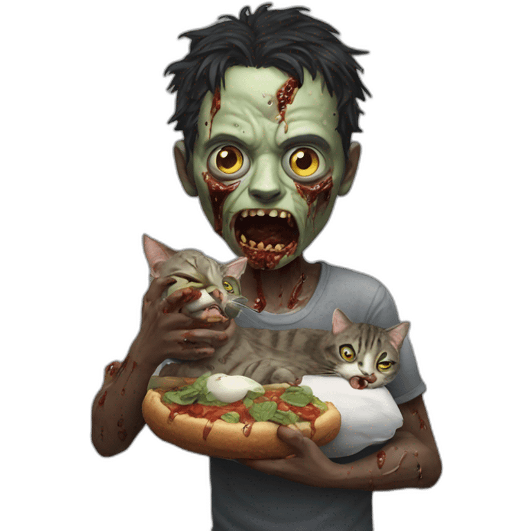 zombie eating a cat hyperrealistic emoji