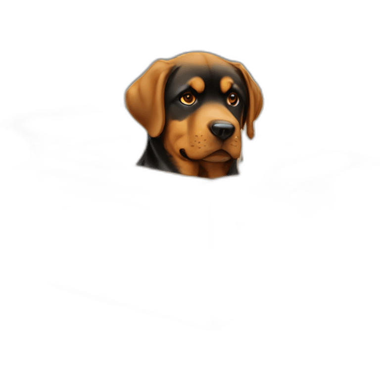 A Rottweiller with golden retriever in box emoji