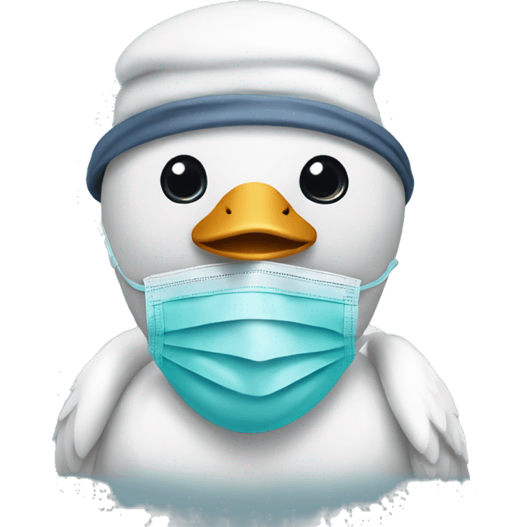 swan with surgical hat, mask, and stethoscope  emoji