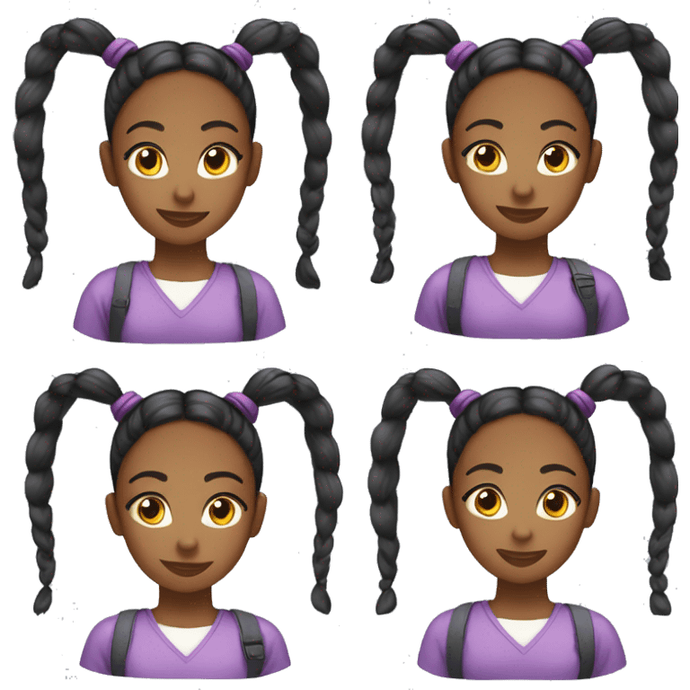 Black girl high ponytail with braces emoji