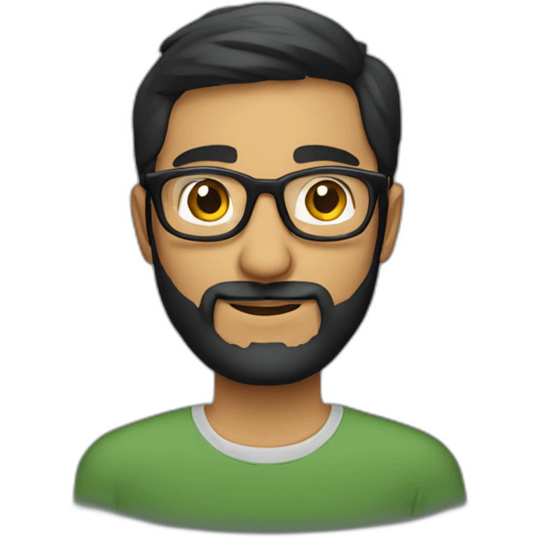 A Pakistani man 30 years old with a beard and wayfarer spectacles emoji