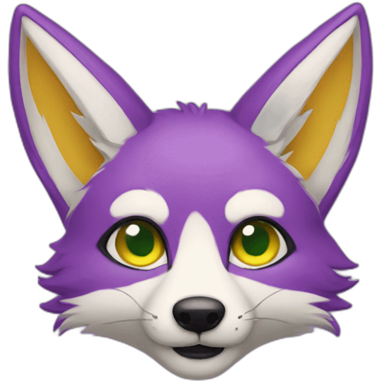 purple yellow fox furry green eyes emoji