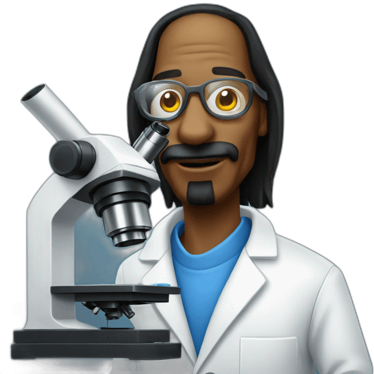 scientist looking like snoop dogg using laser and microscope emoji