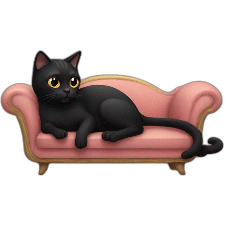 Black cat sitting on a tiny couch emoji