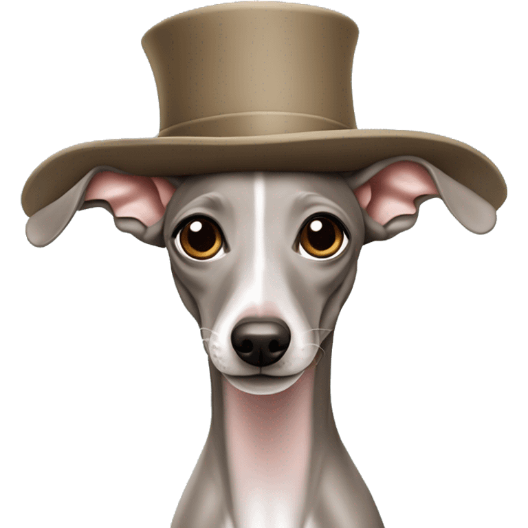 solid blue fawn italian greyhound with hat  emoji