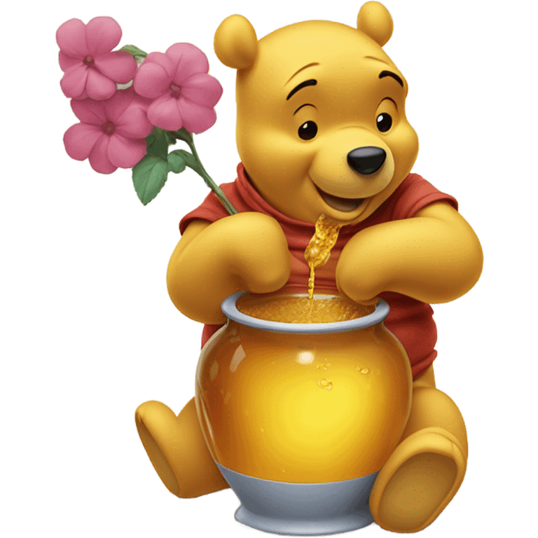 Winnie the Pooh eating out of a vase of honey emoji