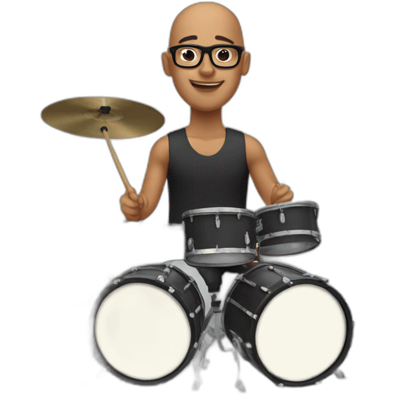 Bald Guy with glasses playing drums emoji