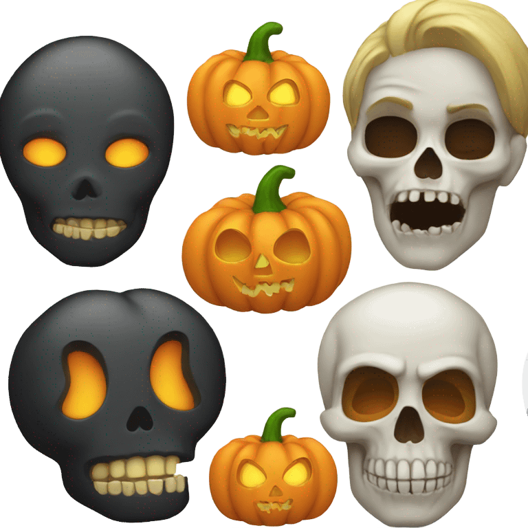 Halloween skulls and pumpkins  emoji