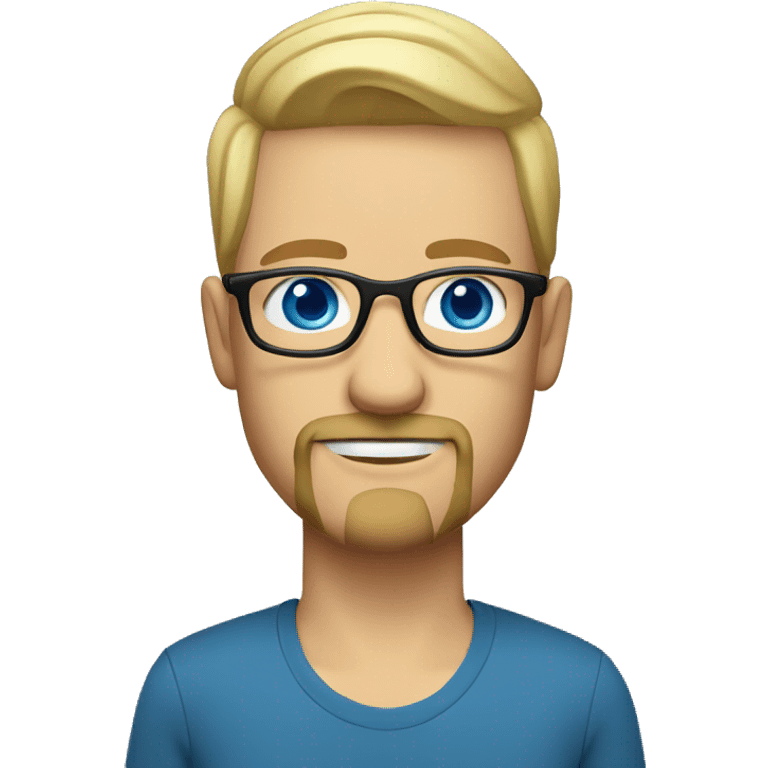 hipster man with goatee and glasses, blue eyes, blonde hair emoji