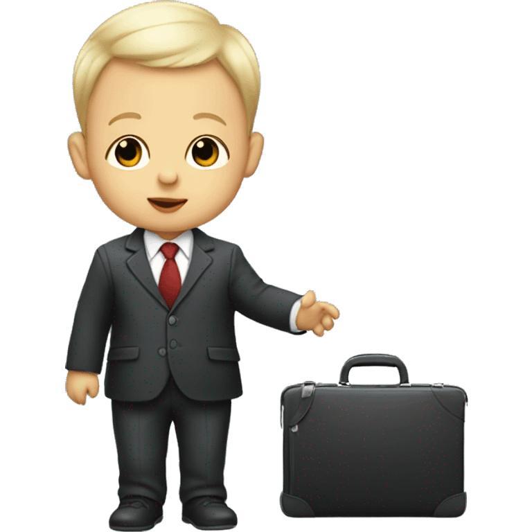 White infant baby wearing a business suit carrying a briefcase emoji