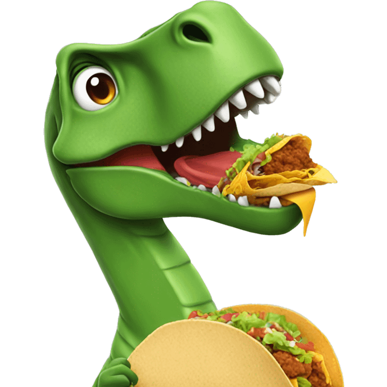 Dinosaur eating a taco emoji