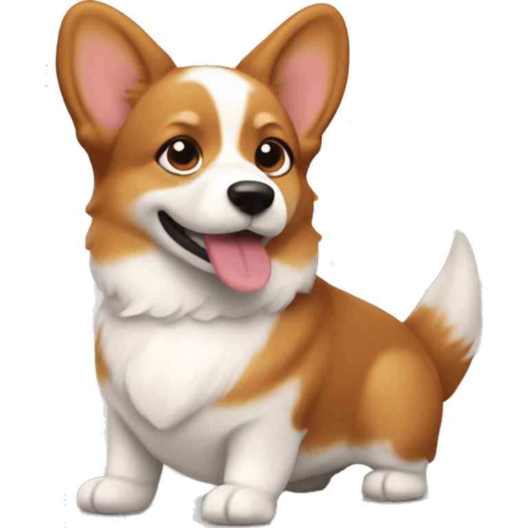 Red and white corgi sploot  emoji