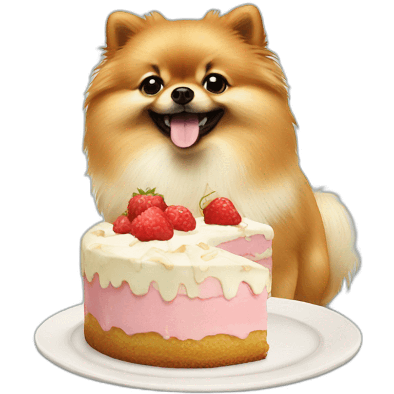 Pomeranian eating cake emoji