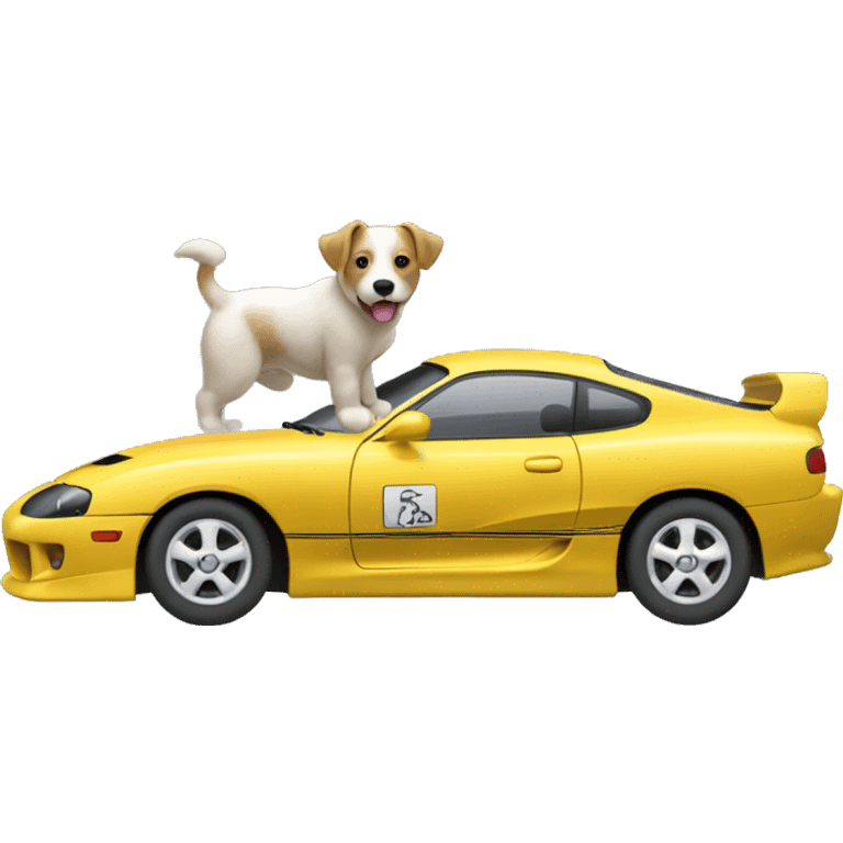 Toyota supra mk4 con un perro de conductor emoji