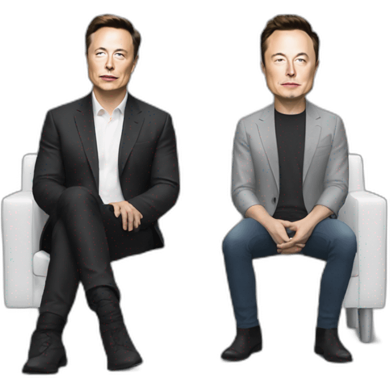 Elon musk sitting with Andrew Tate emoji