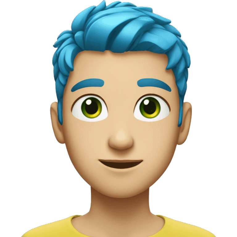 A teenager of blue hair and green eyes emoji