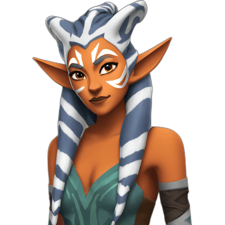 Horny Ahsoka Tano (Portrait, front facing, Apple iOS 17 style) horns, tendrils emoji