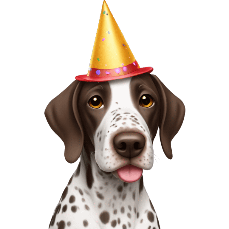 German shorthair with party hat emoji