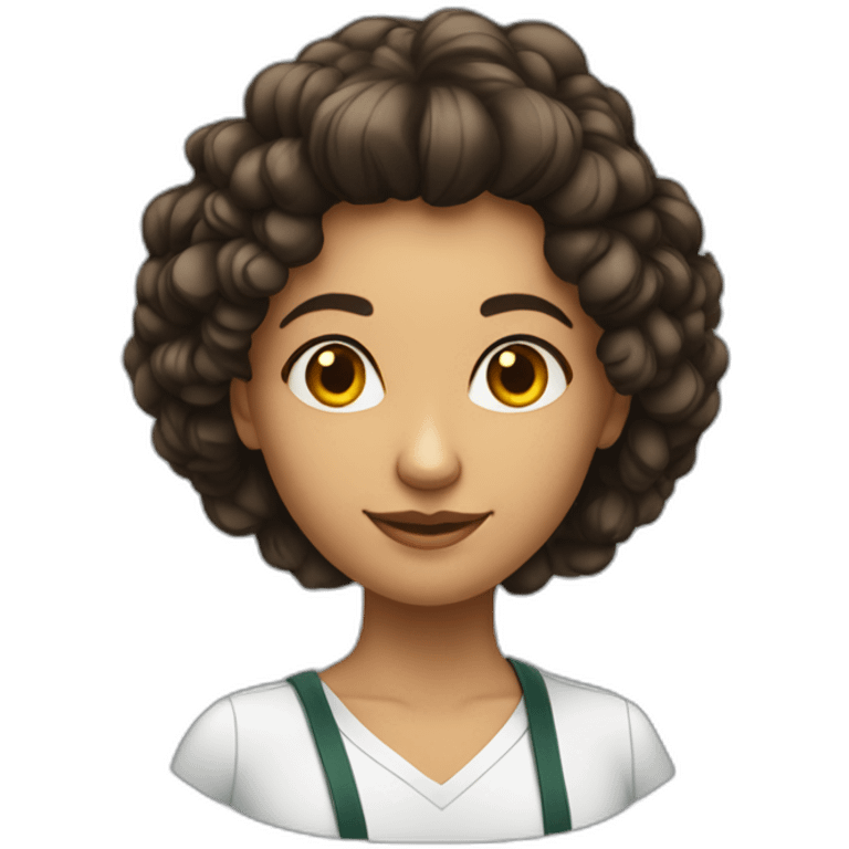 Mulher morena com cabelo longo com luzes na academia emoji